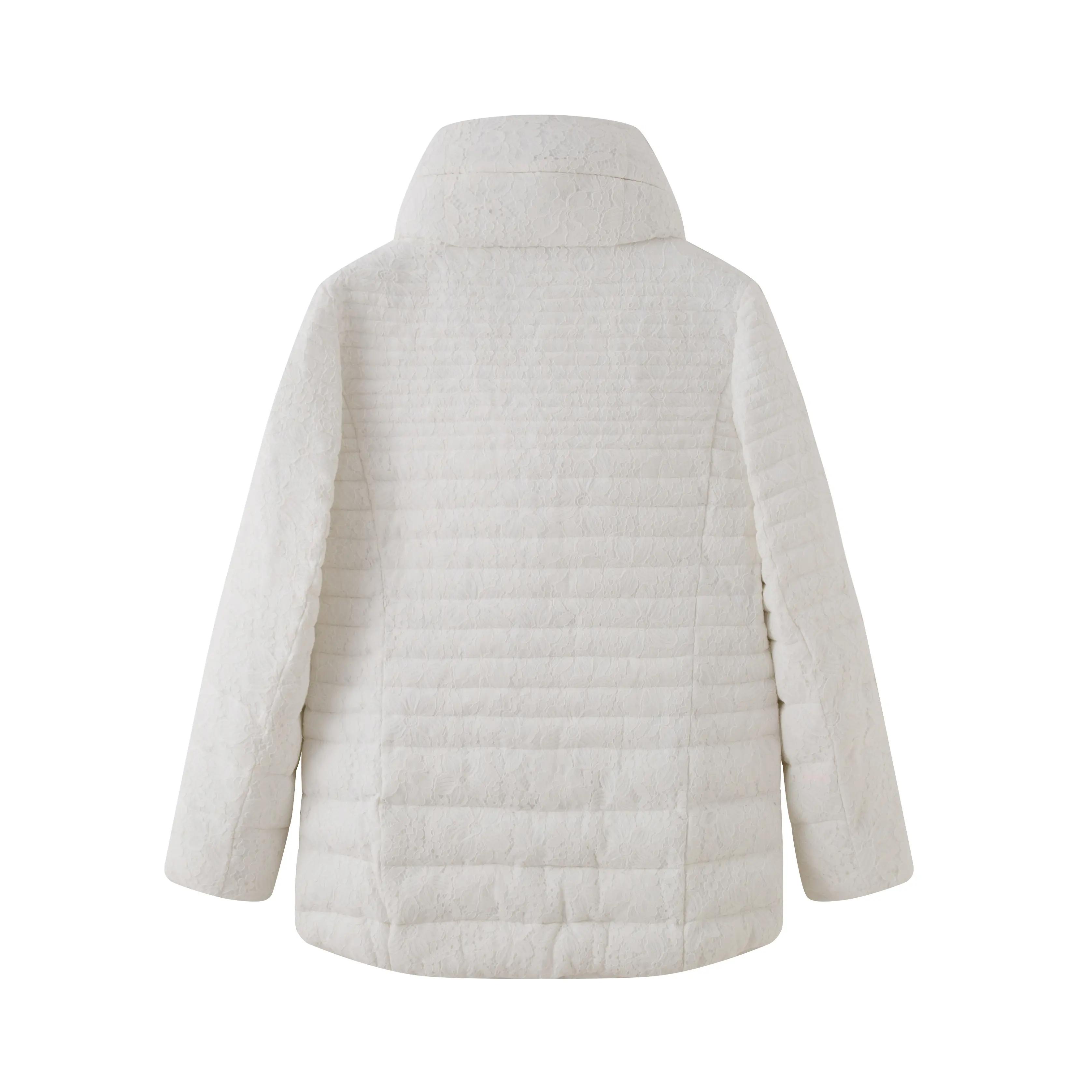Ladies white embroidery padded coat